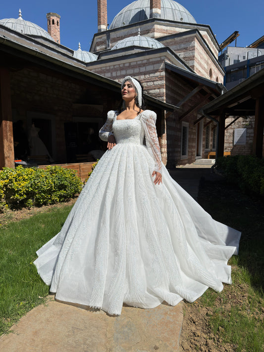 Ivory Grace Gown with Sheer Head Cover