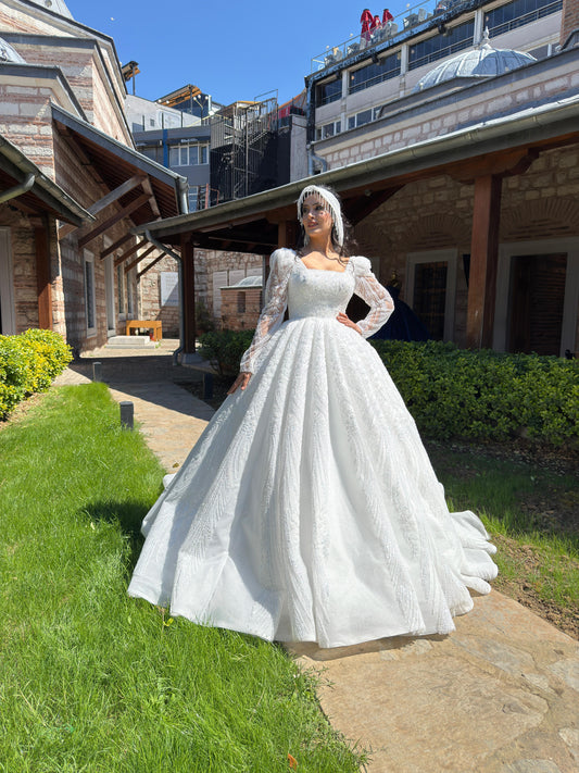 Ivory Grace Gown with Sheer Head Cover