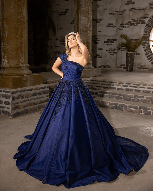 Royal Midnight One-Shoulder Gown