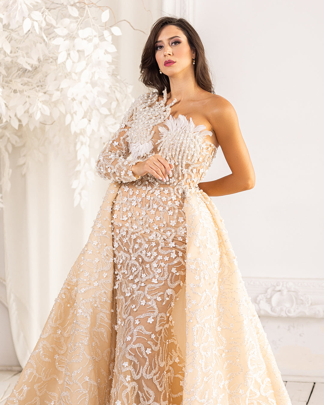 Champagne Royal One-Shoulder Gown