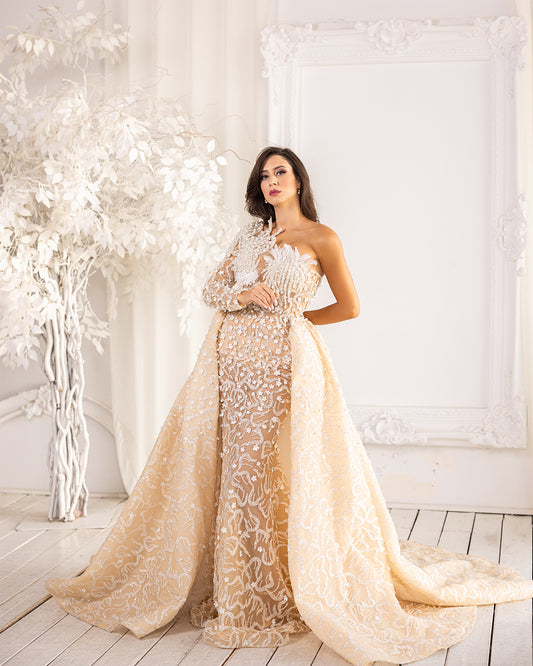 Champagne Royal One-Shoulder Gown