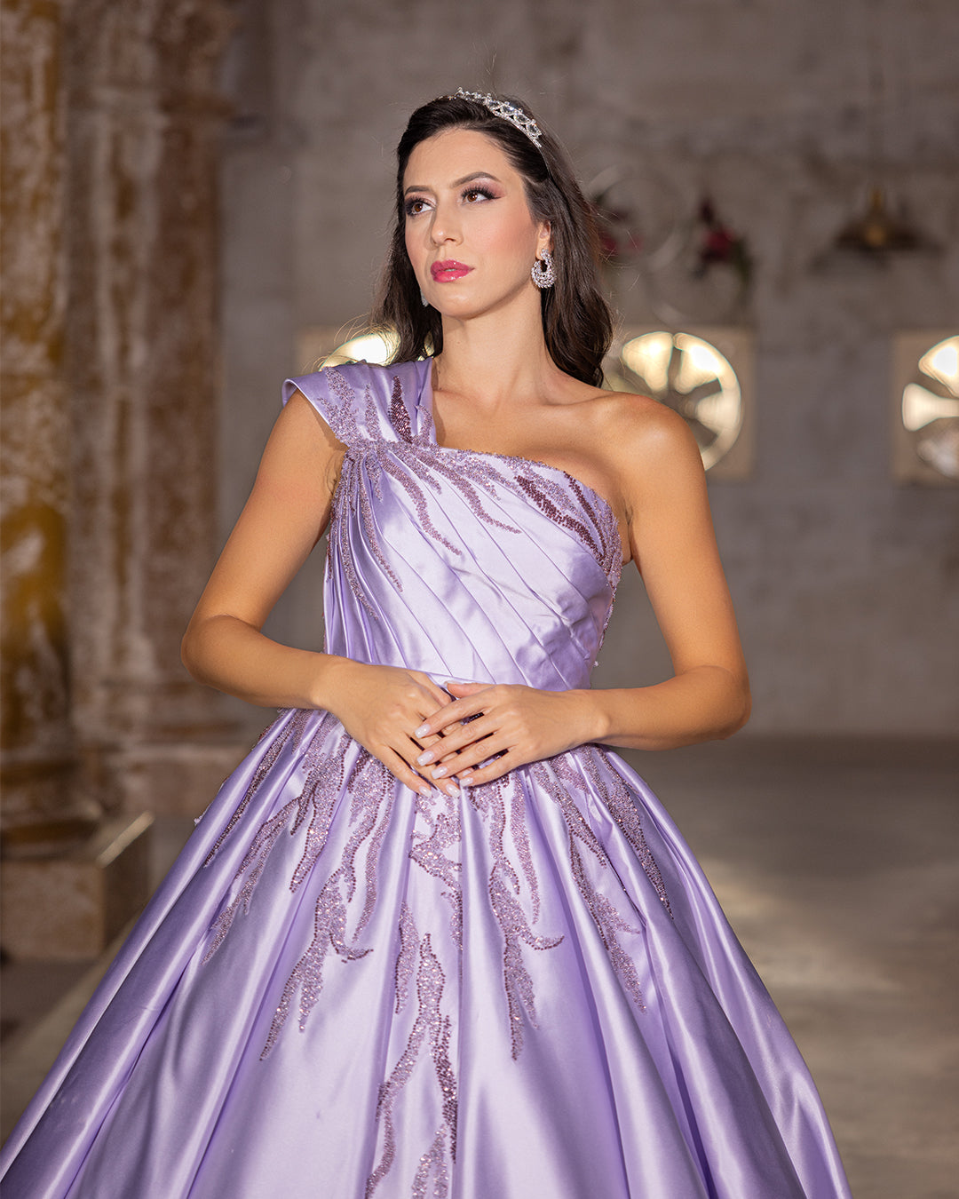 Ethereal Lilac One-Shoulder Gown